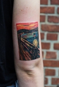 油画风格纹身 女生手臂上彩色的油画纹身图片