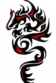 红黑线条素描创意霸气龙图腾纹身手稿