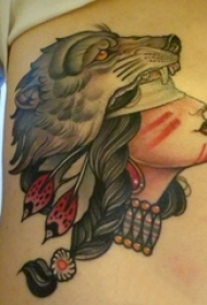 女生胸下彩绘水彩素描文艺唯美人物肖像纹身图片