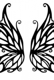 黑色线条素描创意精美别致蝴蝶纹身手稿