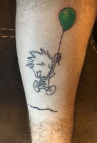 卡通可爱纹身图案 男生小腿上简单的卡通人物纹身图片
