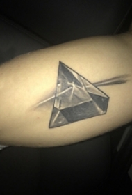 男生手臂上黑灰素描点刺技巧创意钻石纹身图片