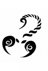 黑色线条创意动物蝎子抽象纹身手稿