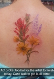 女生背部彩绘水彩素描创意唯美花朵精致纹身图片