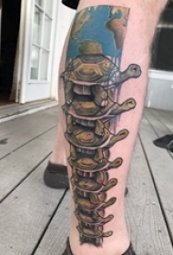 龟纹身 男生小腿上可爱的乌龟纹身图片