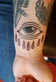 眼睛纹身 男生手腕上彩色的眼睛纹身图片