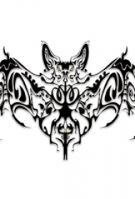 黑灰素描创意花纹恐怖蝙蝠纹身手稿