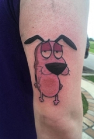 男生手臂上彩绘简单线条小动物狗纹身图片