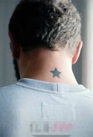 男生颈后黑色轮廓文艺小清新星星纹身图片