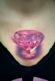 胸部3D粉红色的大钻石纹身图案