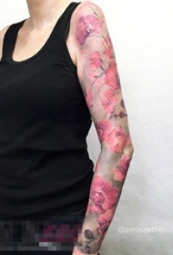 霸气的彩绘植物素材简单线条花臂纹身图案