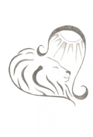 黑灰素描创意心形精致狮子纹身手稿
