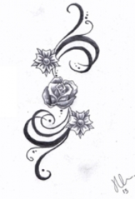 黑灰素描点刺技巧文艺唯美玫瑰纹身手稿