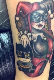女生手臂上彩绘水彩素描创意搞怪女生人物纹身图片