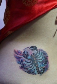 腰部剧毒蝎子彩绘纹身图案