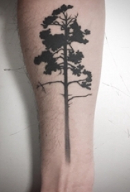 松树纹身 男生手臂上黑色的树纹身图片