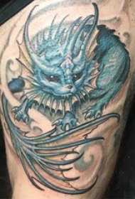 百乐动物纹身 男生大腿上彩色的小动物纹身图片