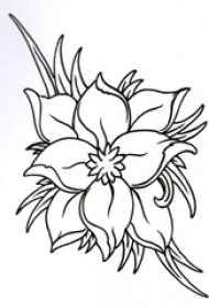 黑色线条文艺小清新唯美花朵纹身手稿