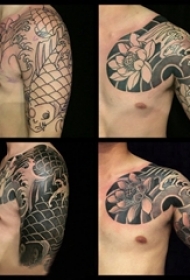 半甲纹身图案 男生手臂上鲤鱼纹身半甲纹身图案