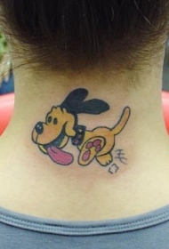 颈部可爱的卡通狗狗纹身图案