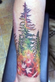 关于大自然的抽象线条植物树和山水风景纹身图案