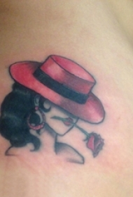 人物肖像纹身 女生侧腰上彩色的人物肖像纹身图片
