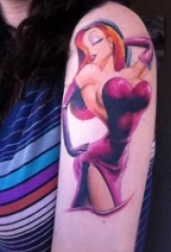 女生人物纹身图案 女生手臂上彩绘纹身女生人物纹身图案