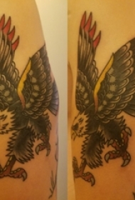 男生手臂上彩绘水彩素描创意霸气老鹰精致纹身图片