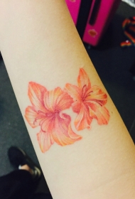 手臂鲜艳的两朵花朵纹身图案