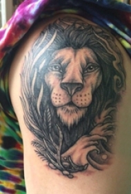 狮子头纹身 男生手臂上狮子头纹身图片