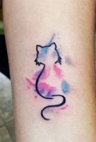 手臂上简单线条纹身彩绘纹身技巧猫纹身动物纹身图片