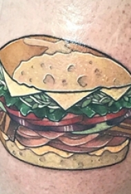 食物纹身 男生小腿上彩色的食物纹身图片