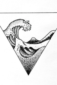 黑灰素描几何元素创意三角形浪花纹身手稿