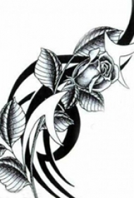 黑灰素描创意文艺唯美花朵图腾纹身手稿