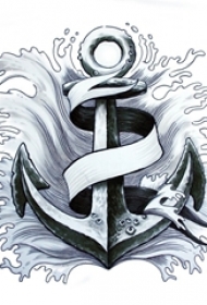 黑灰素描创意海军风创意船锚纹身手稿