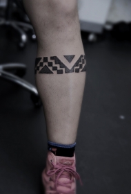 腿部对于信仰的热爱图腾个性纹身图案
