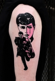 人物肖像纹身 男生手臂上人物肖像纹身素描图案