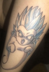 纹身卡通 男生大腿上黑色的超级赛亚人纹身图片