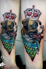小狗纹身图片 男生手臂上小狗纹身图片