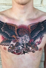 纹身胸部男 男生胸部彩色的老鹰纹身图片