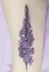 小清新植物纹身 女生小腿上彩色的花朵纹身图片