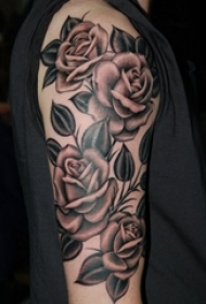欧美玫瑰纹身 男生手臂上玫瑰小清新纹身图片