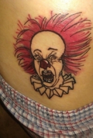 小丑纹身 女生肩部彩色的小丑纹身图片