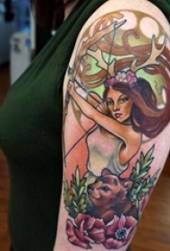 女生人物纹身图案 女生手臂上女性人物纹身图案