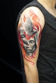 女性人物纹身图案 男生手臂上女生人物纹身图案