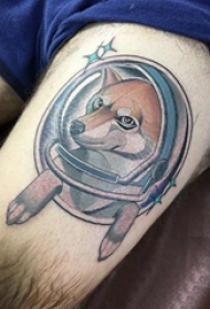 小狗纹身图片 男生大腿上狗纹身图案
