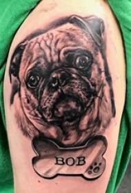 狗纹身 男生手臂上小狗纹身图片
