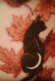 侧腰纹身男 男生侧腰上枫叶和猫咪纹身图片