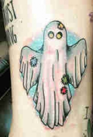 幽灵纹身图案 男生小腿上彩色的幽灵纹身图片
