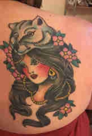 女性人物纹身图案 女生背部人物肖像纹身图片